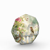 Garden Rose Bird Watercolor Scene Fotoblokken (Links)