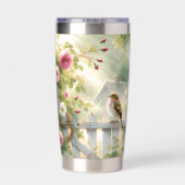 Garden Rose Bird Watercolor Scene Geïsoleerde Drinkbeker (Achterkant)