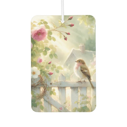 Garden Rose Bird Watercolor Scene Luchtverfrisser (Voorkant)