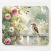 Garden Rose Bird Watercolor Scene Muismat (Voorkant)