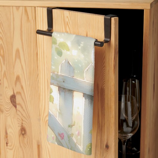 Garden Rose Bird Watercolor Scene Theedoek (Derde Gevouwen)