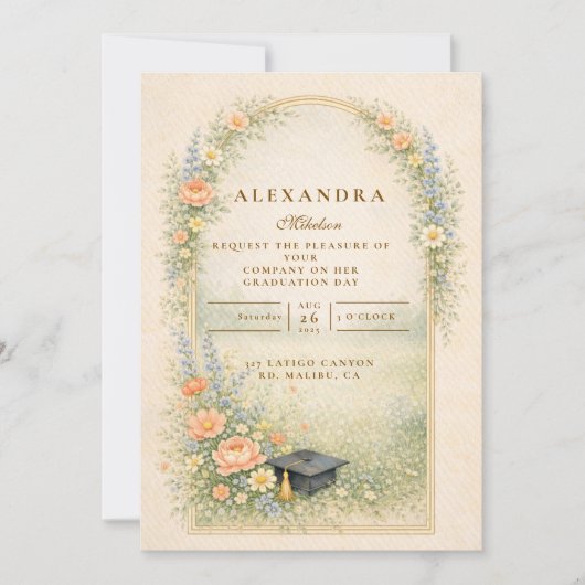 Garden Rose Graduation Celebration Kaart (Voorkant)