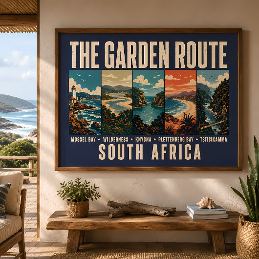 Garden Route Zuid-Afrika Illustratie Vintage Poster