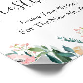 Garden Rozen Floral Wedding Guestbook Sign Poster (Hoek)