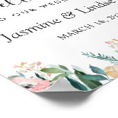 Garden Rozen Peonies Floral Weddenschap Welkomstte Poster (Hoek)