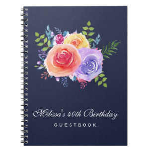 Garden Rozen Waterverf Flowers Birthday Guestbook Notitieboek