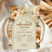 Garden Rust Ivory Floral Rehearsal Invitation Kaart