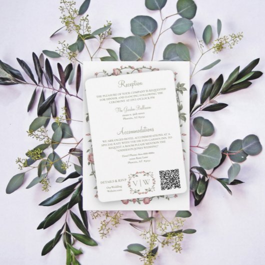 Garden Sage Green Wedding Details Invoegen Feestdagenkaart