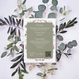 Garden Sage Green Wedding Details Invoegen Feestdagenkaart