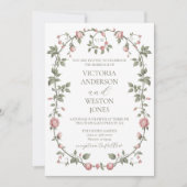 Garden Sage Green Wedding Monogram Uitnodiging (Voorkant)