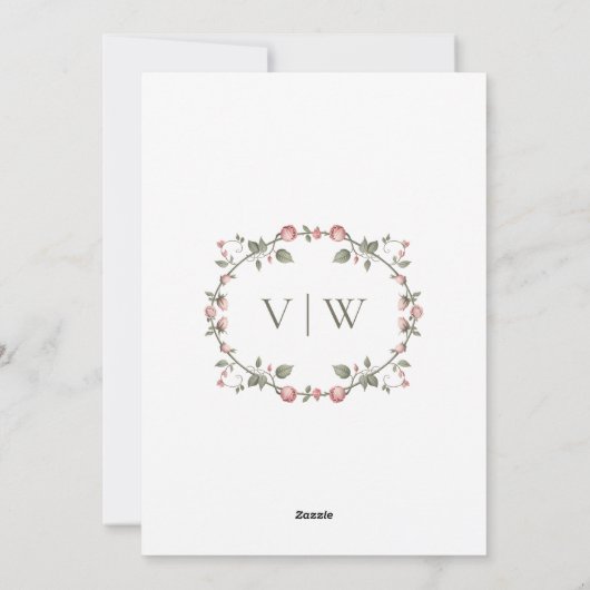 Garden Sage Green Wedding Monogram Uitnodiging (Achterkant)