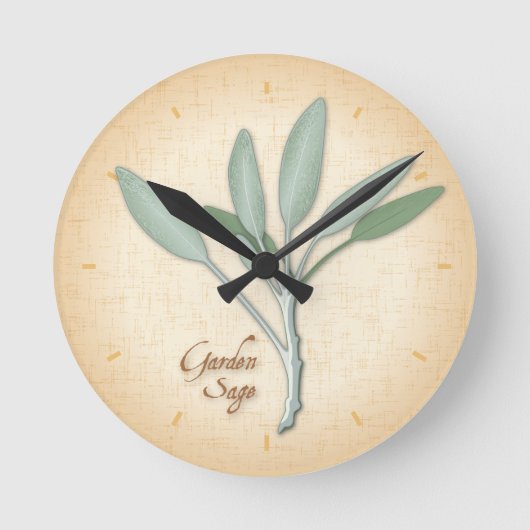 Garden Sage Herb Clock Ronde Klok (Voorkant)