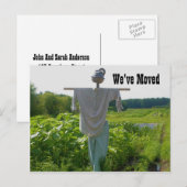 Garden Scarecrow New Address Natuur Aankondigingskaart (Voorkant / Achterkant)