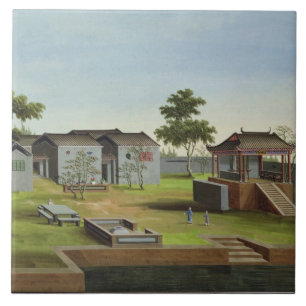 Garden Scene, c.1820-40 (m/c op papier) 3 Tegeltje