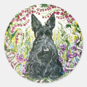 Garden Scottie Ronde Sticker (Voorkant)