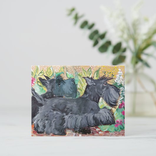 Garden Scottish Terriers Briefkaart (Staand voorkant)