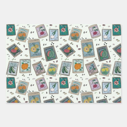 Garden Seed Packs Papieren Set van 3 Inpakpapier Vel (Voorkant 3)