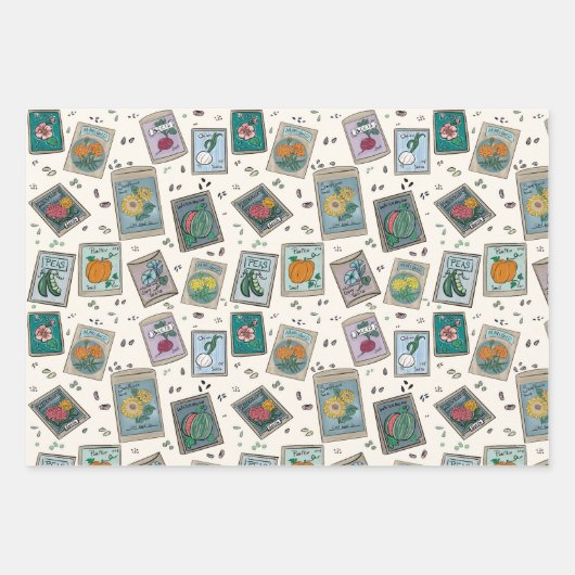 Garden Seed Packs Papieren Set van 3 Inpakpapier Vel (Voorkant 2)