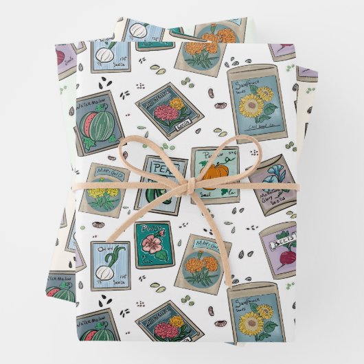 Garden Seed Packs Papieren Set van 3 Inpakpapier Vel (In situ)