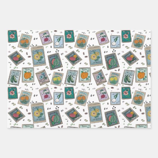 Garden Seed Packs Papieren Set van 3 Inpakpapier Vel (Voorkant)