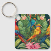 Garden Serenity: Vogel in bloei Sleutelhanger (Voorkant)