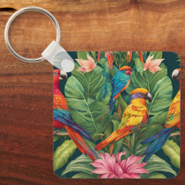 Garden Serenity: Vogel in bloei Sleutelhanger