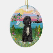 Garden-Shore - Portugese Waterhond #5-(bw) Keramisch Ornament (Rechts)