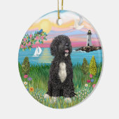 Garden-Shore - Portugese Waterhond #5-(bw) Keramisch Ornament (Links)