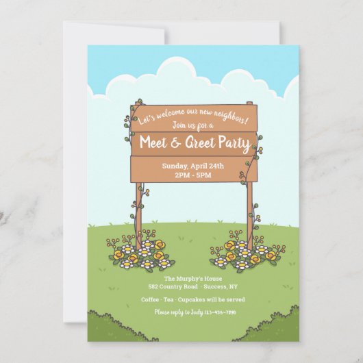 Garden Sign Meet and Greet Party Invitation Kaart (Voorkant)