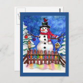 Garden Snowman Briefkaart (Voorkant / Achterkant)