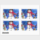 Garden Snowman Rechthoekige Sticker (Vel)