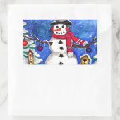 Garden Snowman Rechthoekige Sticker (Tas)