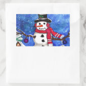 Garden Snowman Rechthoekige Sticker (Tas)