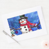 Garden Snowman Rechthoekige Sticker (Envelop)