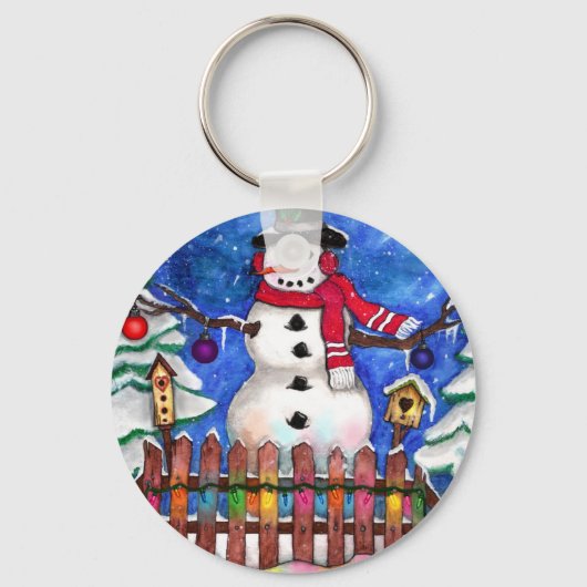 Garden Snowman Sleutelhanger (Voorkant)