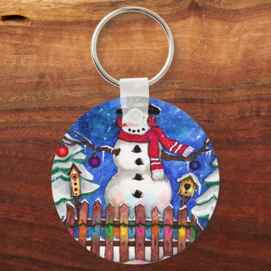 Garden Snowman Sleutelhanger (Voorkant)