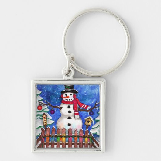 Garden Snowman Sleutelhanger (Voorkant)