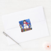 Garden Snowman Vierkante Sticker (Envelop)