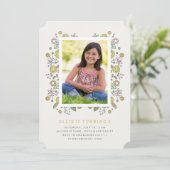 Garden Soiree Birthday Invitation - Mustard Kaart (Staand voorkant)