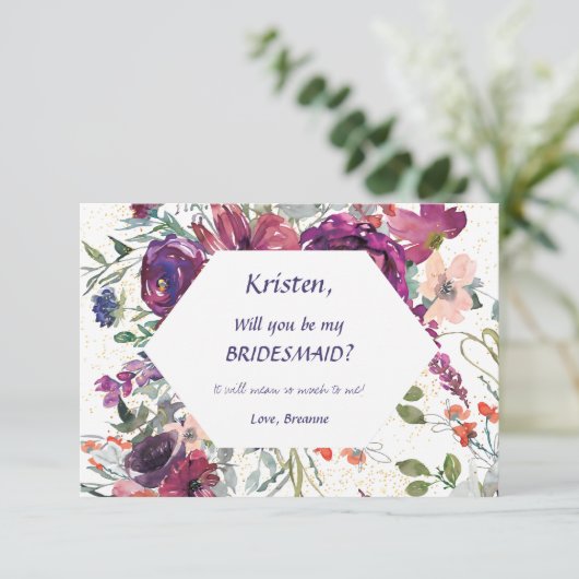 Garden Splash ben mijn Bridesmaid Kaart (Staand voorkant)