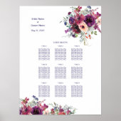 Garden Splash Floral Wedding Dinner Sechart Poster (Voorkant)