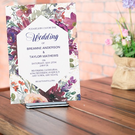 Garden Splash Modern Floral Wedding Invitation Kaart