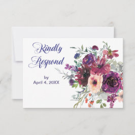 Garden Splash Modern Floral Wedding RSVP Kaartje