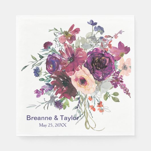 Garden Splash Modern Floral Wedding Servet (Voorkant)