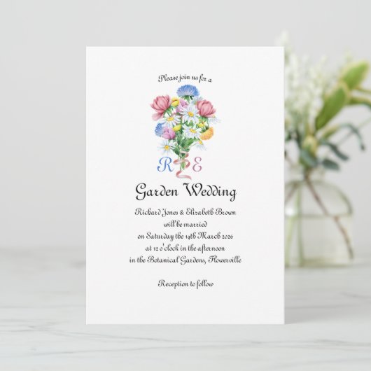 Garden Spring Wedding Kaart (Staand voorkant)