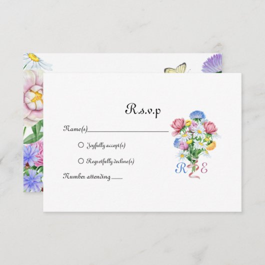 Garden Spring Wedding RSVP Kaartje (Voorkant / Achterkant)