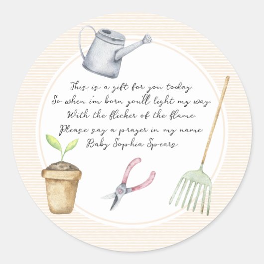 Garden Sprout Pray Candle Ronde Sticker (Voorkant)