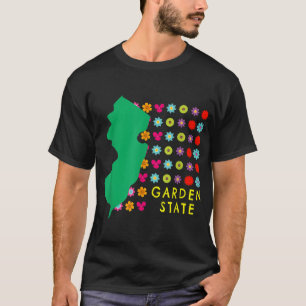 Garden State NJ  Flowers New Jersey Map Grap T-shirt