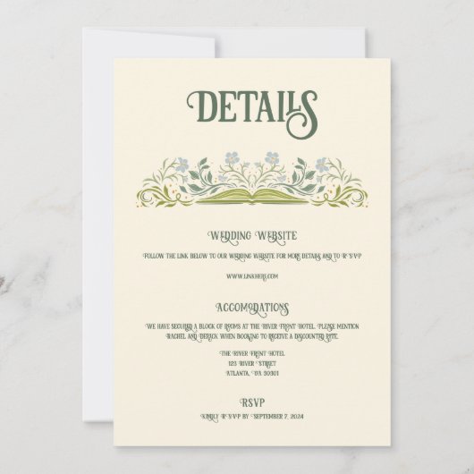 Garden Storybook Fairytale Wedding Invitation Kaart (Achterkant)