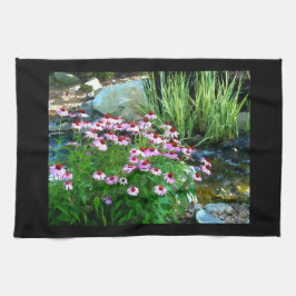 Garden Stream Digitaal met Paarse Coneflowers Theedoek
